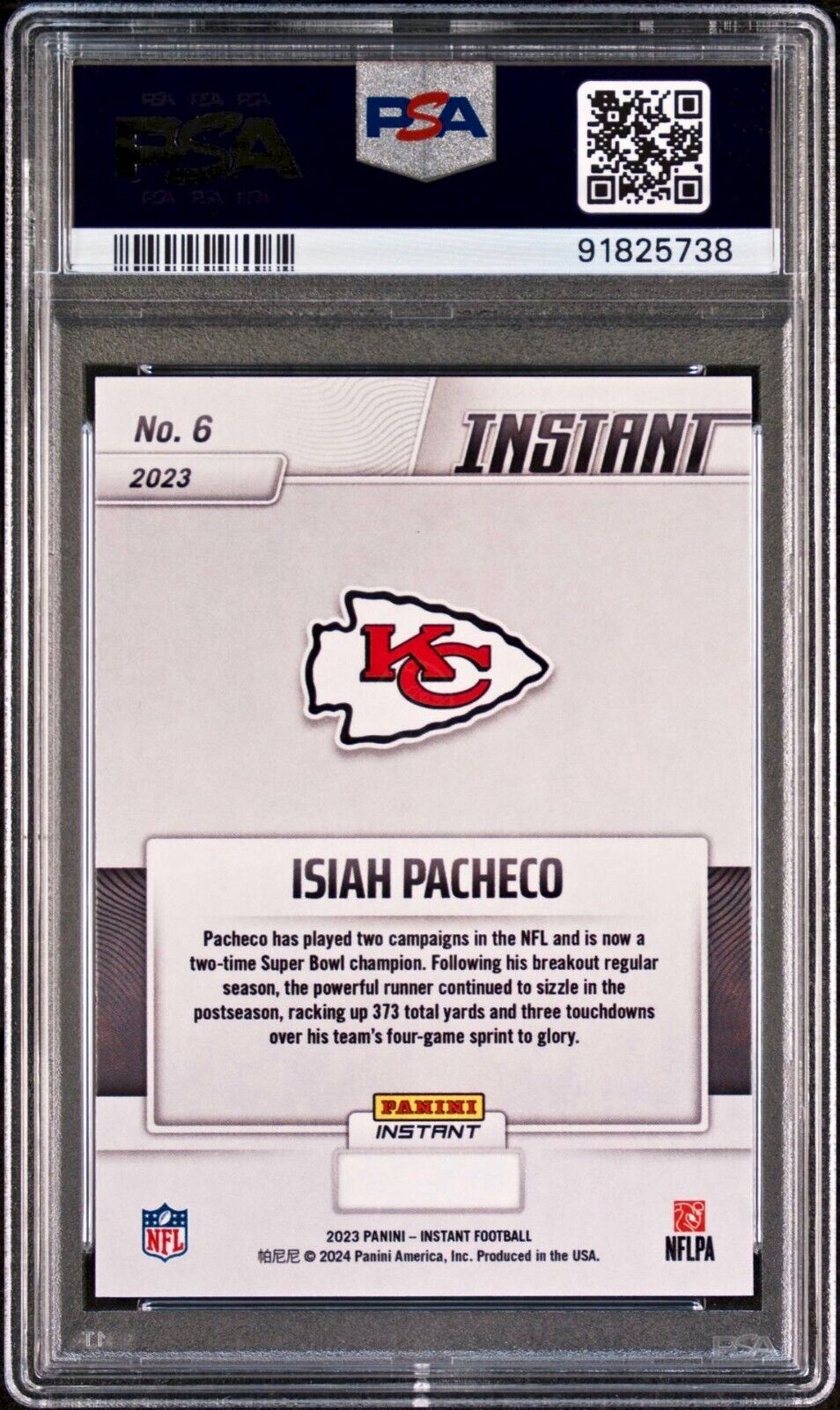 Isiah Pacheco 2023 Panini NFL Superbowl Champions #6 Card PSA 10 Gem Mint