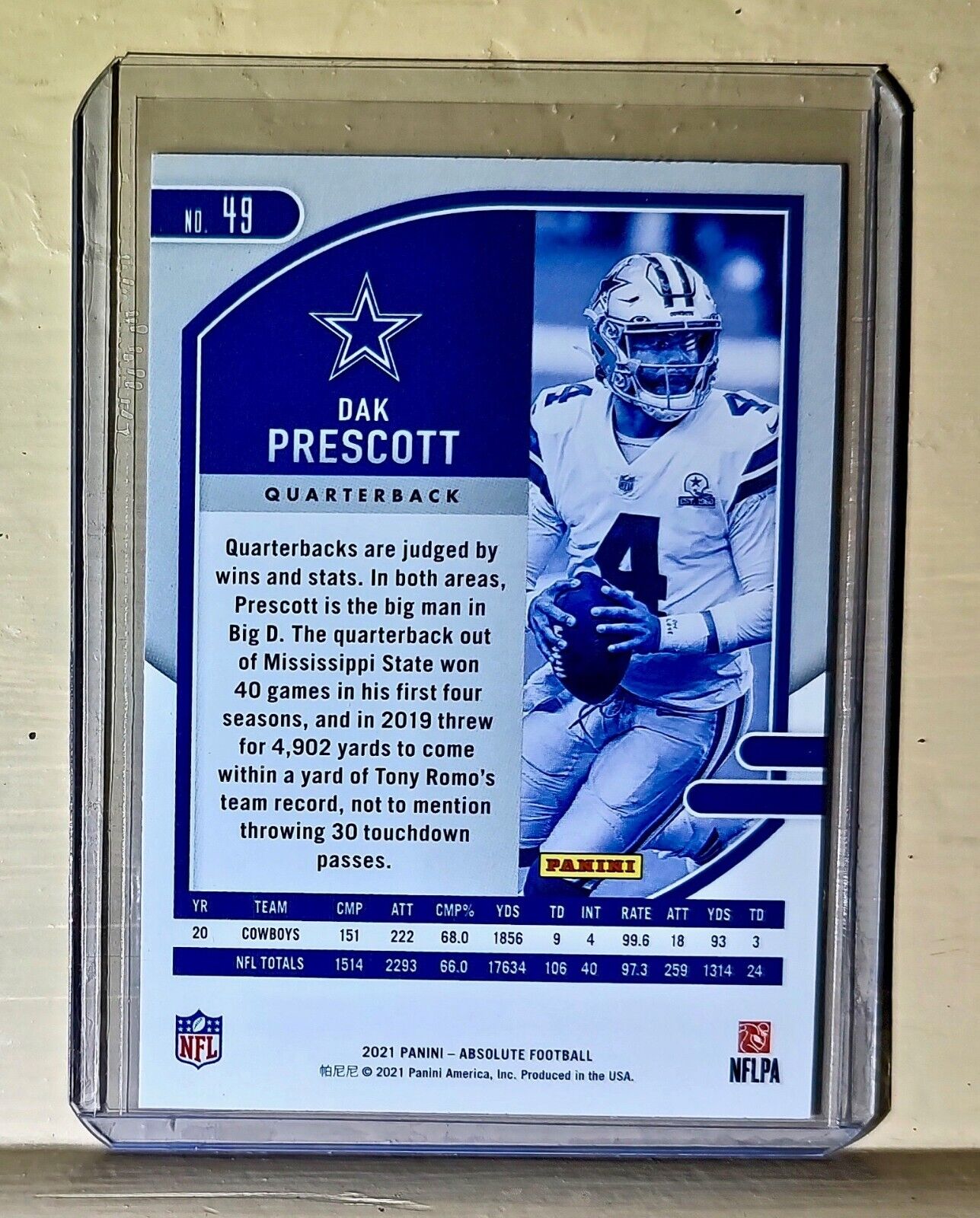 Dak Prescott 2021 Panini NFL Absolute Green Parallel #49 Card Cowboys