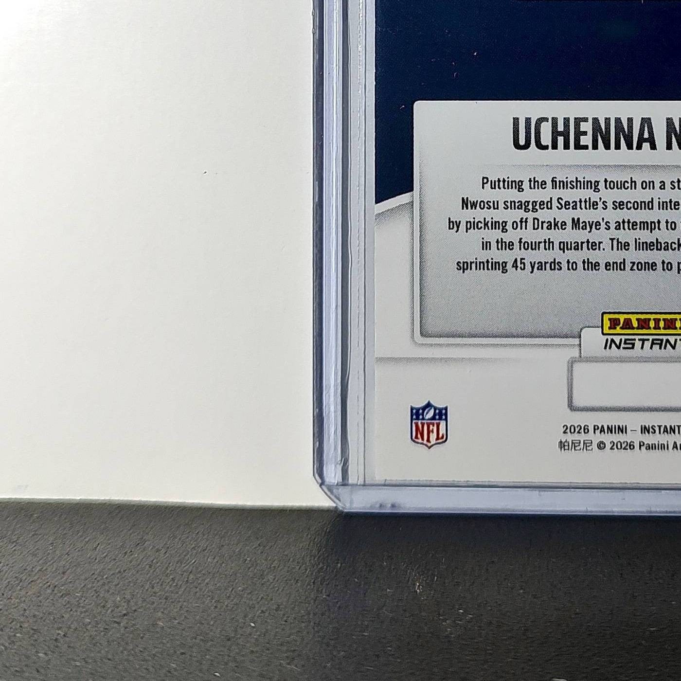Uchenna Nwosu 2026 Panini NFL Super Bowl LIX Champions #34 Card Seattle Seahawks