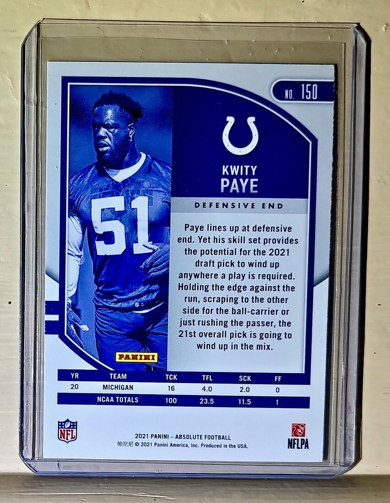 Kwity Paye 2021 Panini NFL Absolute Football #150 Rookie Card Colts