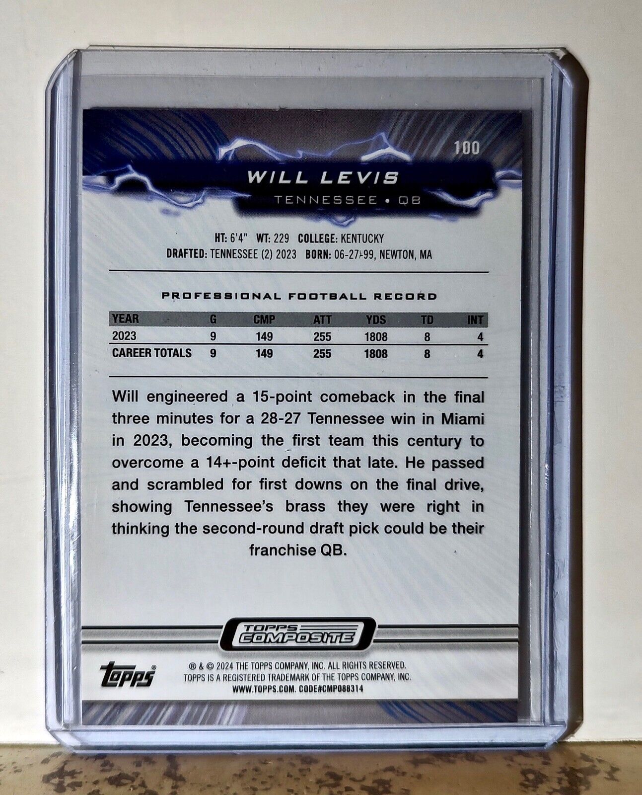 Will Levis 2023 Topps Resurgence NFL #100 Football Card Tennessee Titans