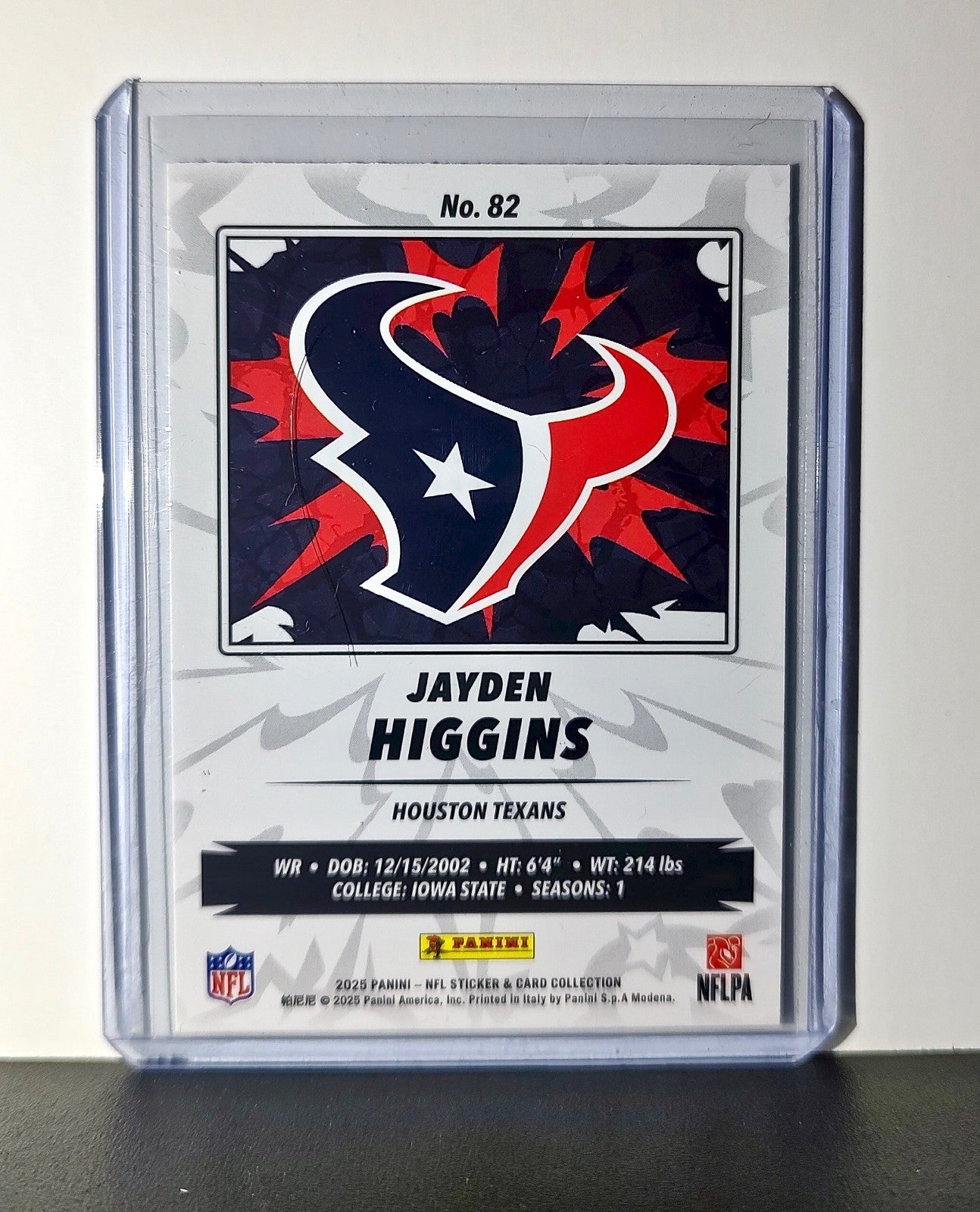 Jayden Higgins Rookie 2025 Panini NFL #82 Foil Sticker Card Houston Texans