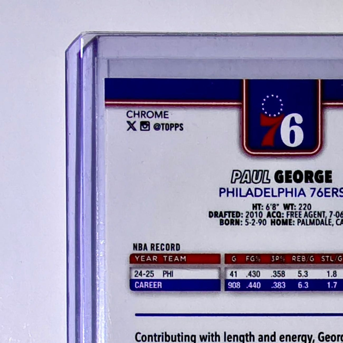 Paul George 2025-26 NBA Topps Chrome Update X-Fractor #77 Card 76ers