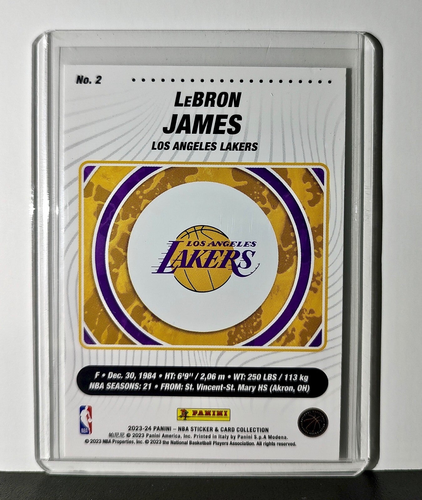 Lebron James 2023-24 Panini NBA #2 Sticker Card Los Angeles Lakers