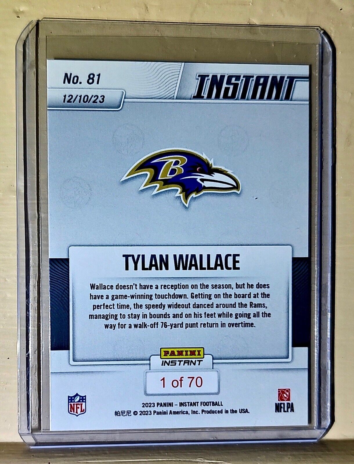 Tylan Wallace 2023 Panini NFL Football #81 Card PreSale 1 of 70 Ravens