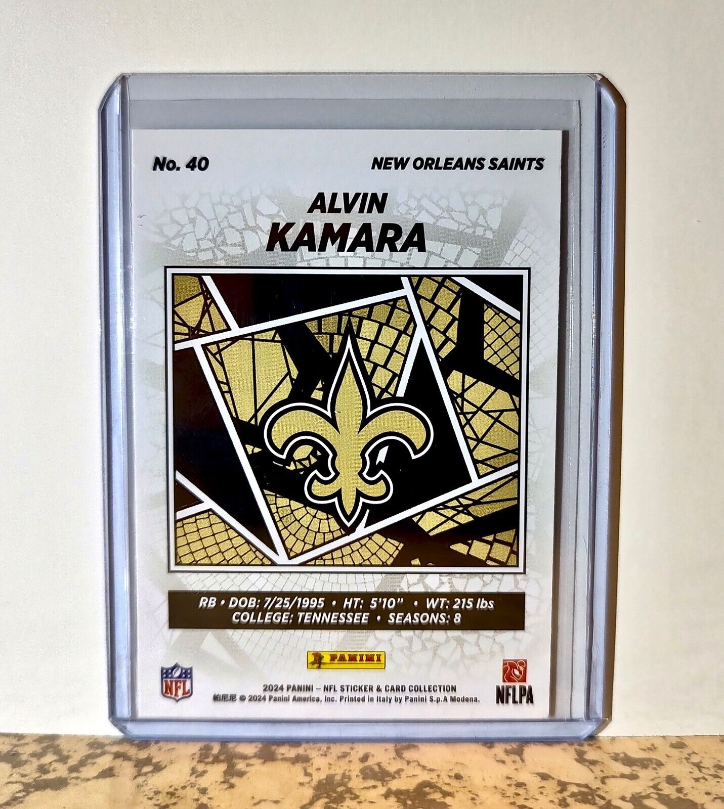 Alvin Kamara 2024 Panini NFL #40 Silver Foil Sticker Card New Orleans Saints