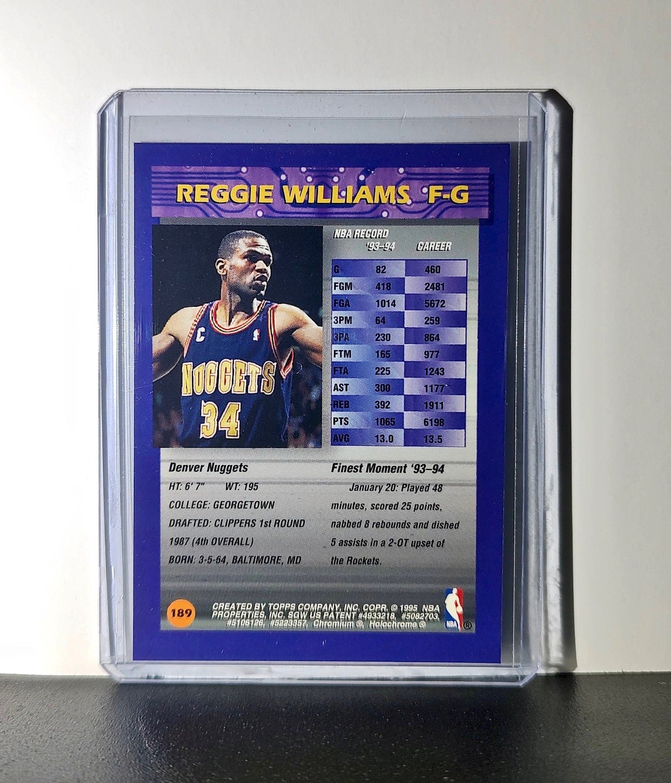 Reggie Williams 1994-95 Topps Finest #189 Basketball Card