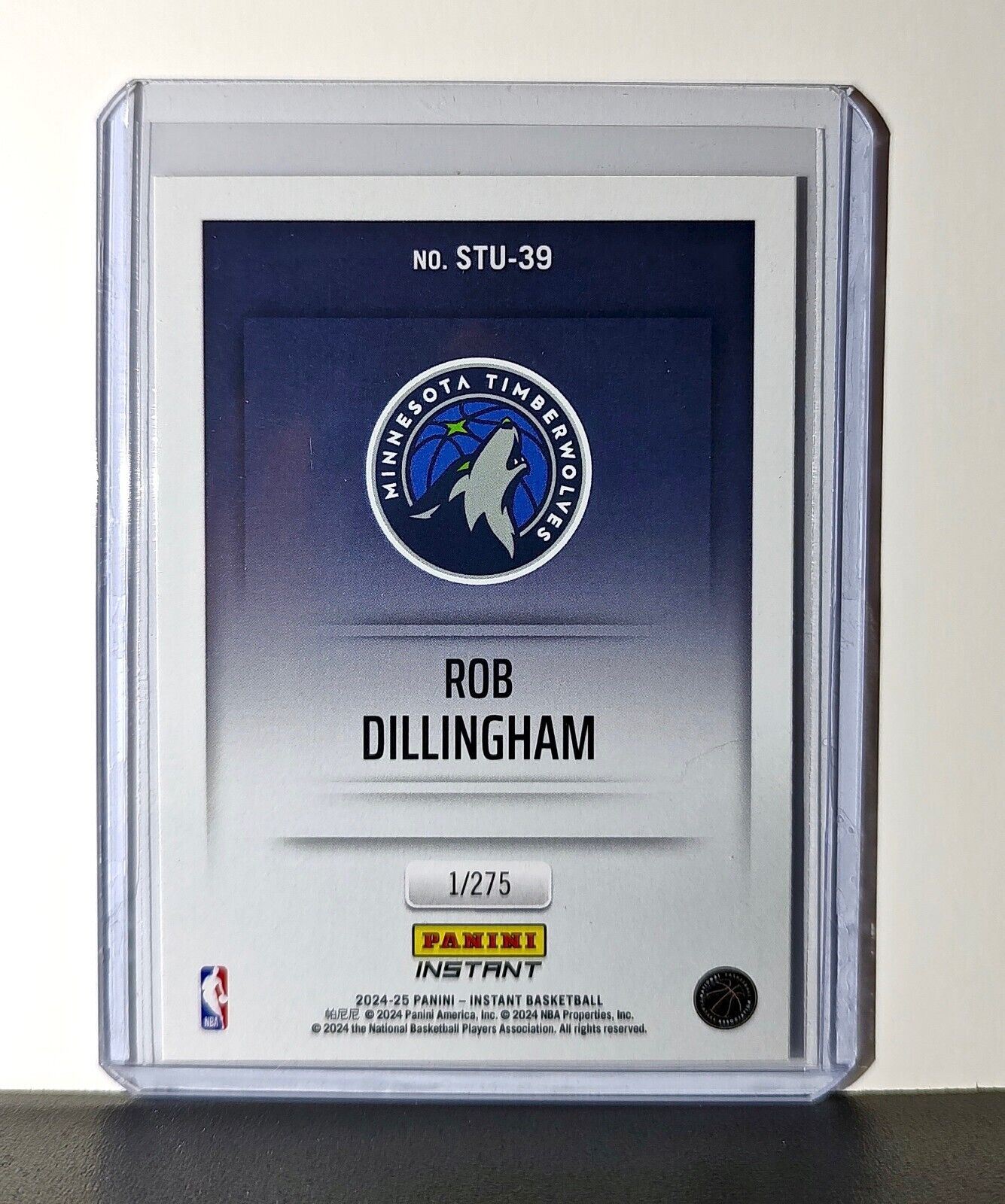 Rob Dillingham 2024-25 Panini NBA Studio #39 Rookie Card Timberwolves 1/275