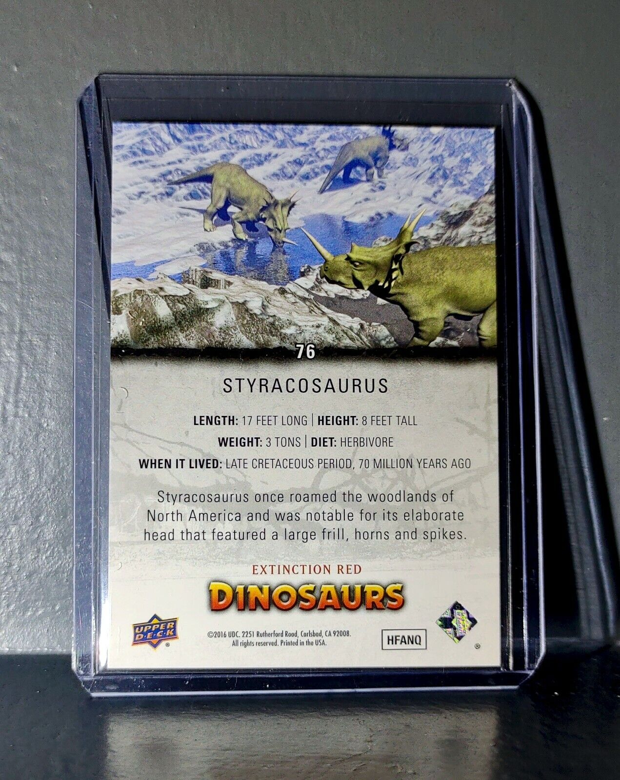 2015 Upper Deck Dinosaurs Styracosaurus Extinction Red Parallel #76 Card