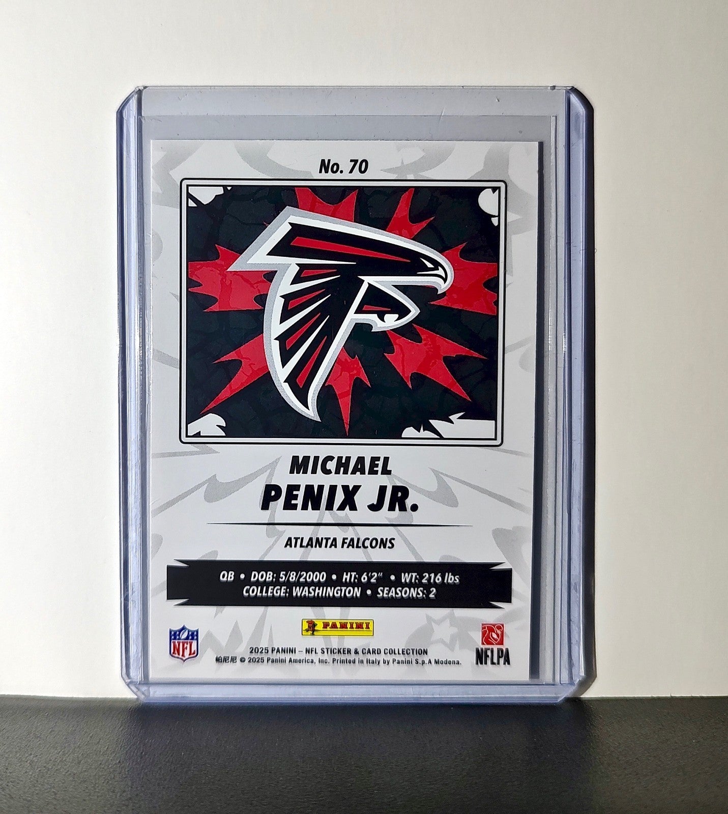 Michael Penix Jr. 2025 Panini NFL #70 Sticker Card Atlanta Falcons
