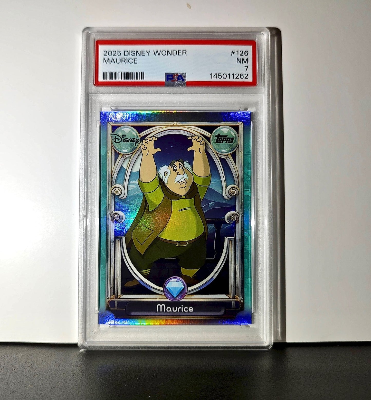 Maurice 2025 Topps Disney Wonder #126 Diamond Card Beauty and the Beast PSA 7