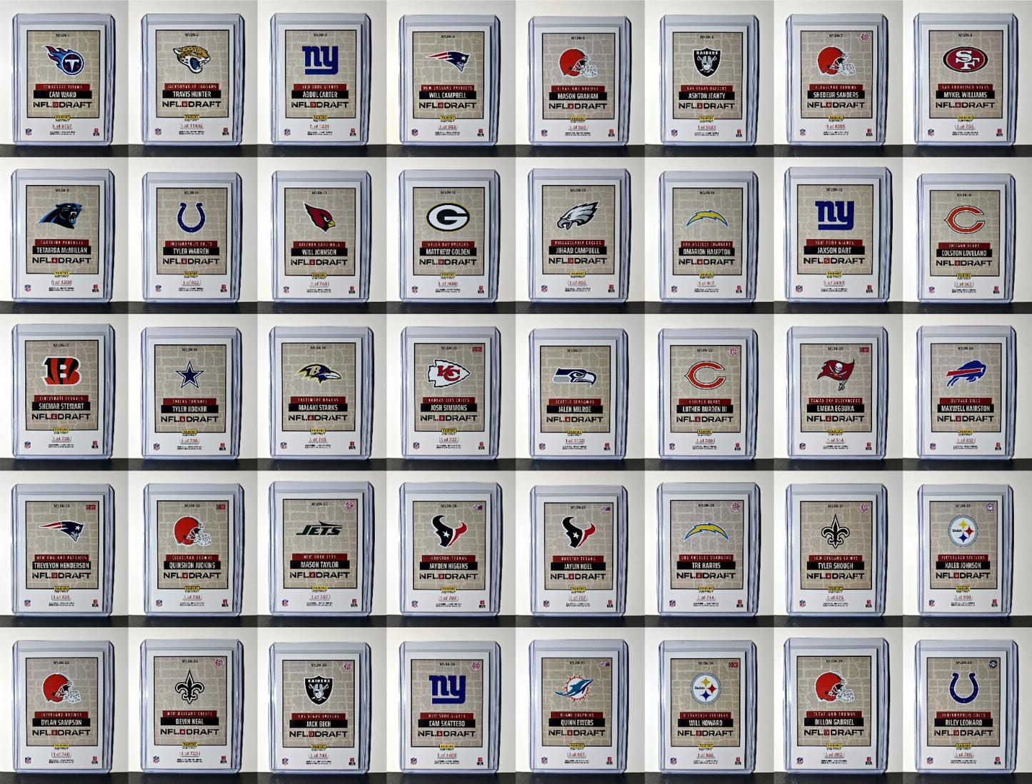 2025 Panini Instant NFL Draft Night Complete 40 Card Football Set