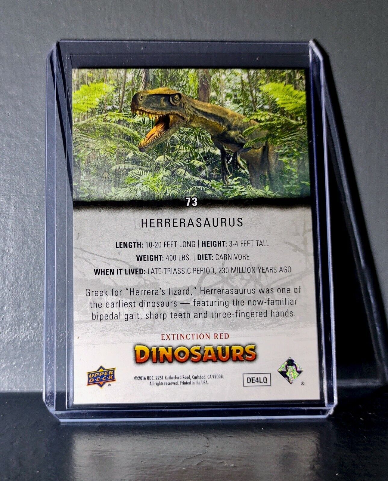 2015 Upper Deck Dinosaurs Herrerasaurus Extinction Red Parallel #73 Card