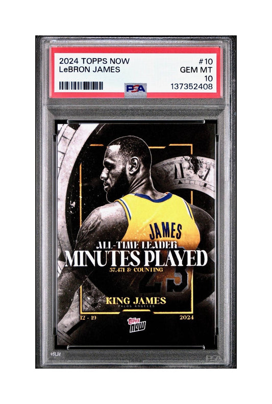 LeBron James 2024 Topps Now #10 All-Time Leader Minutes Played PSA 10 Gem Mint