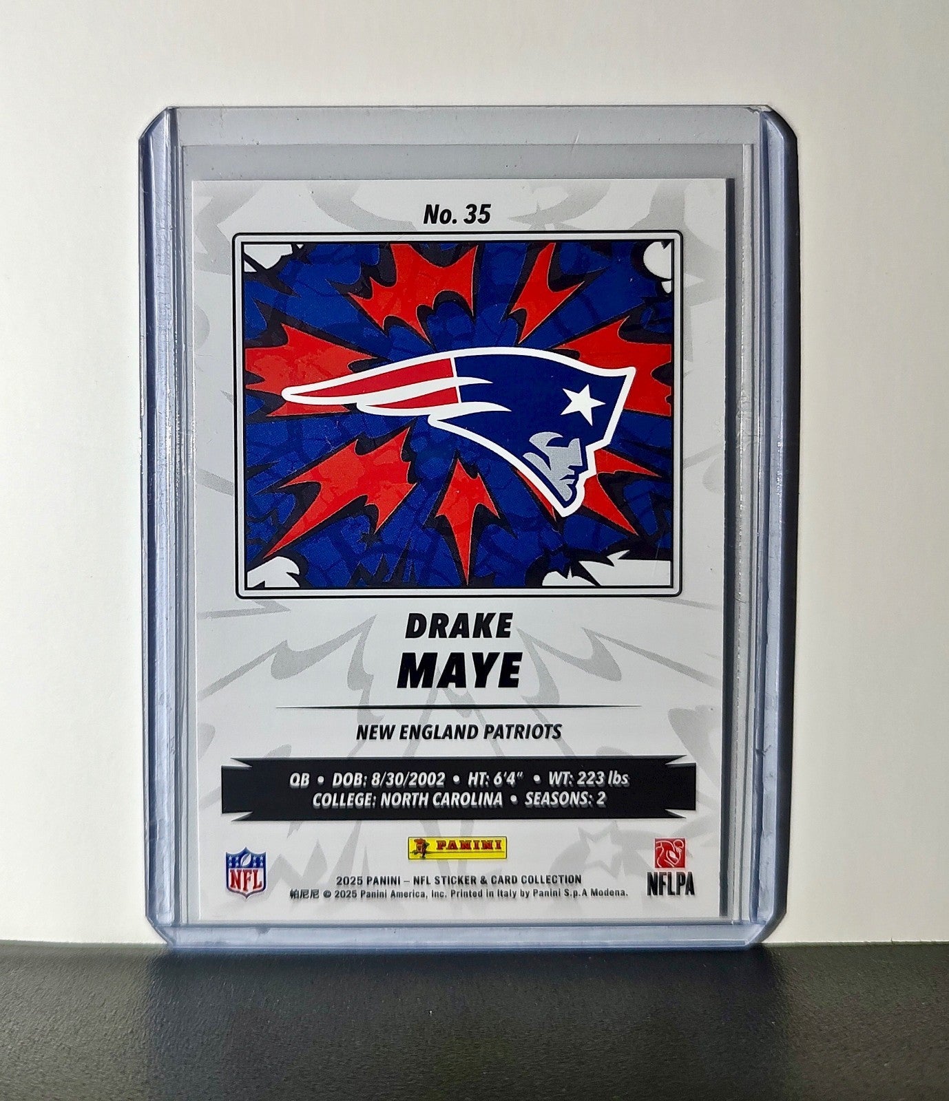 Drake Maye 2025 Panini NFL #35 Sticker Card New England Patriots