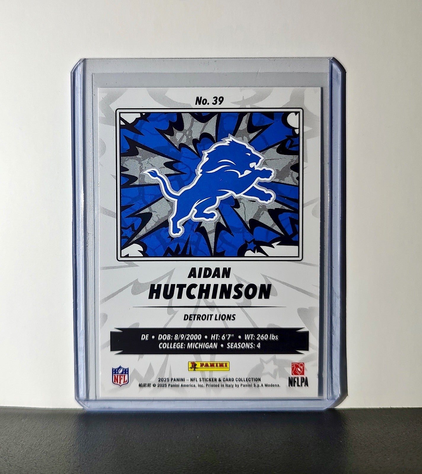 Aidan Hutchinson 2025 Panini NFL #39 Sticker Card Detroit Lions