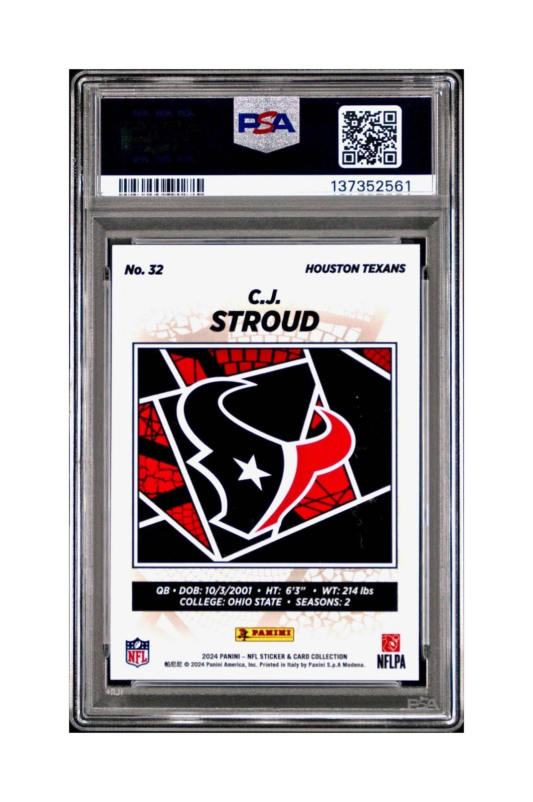 C.J. Stroud 2024 Panini Sticker Collection #32 PSA 8 NM-MT
