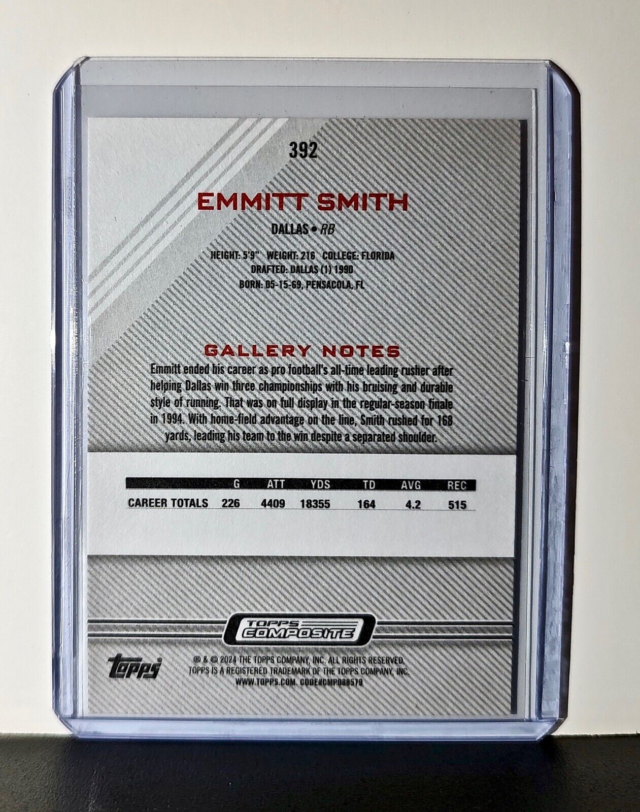 Emmitt Smith 2023 Topps Gallery NFL #392 Card Dallas Cowboys