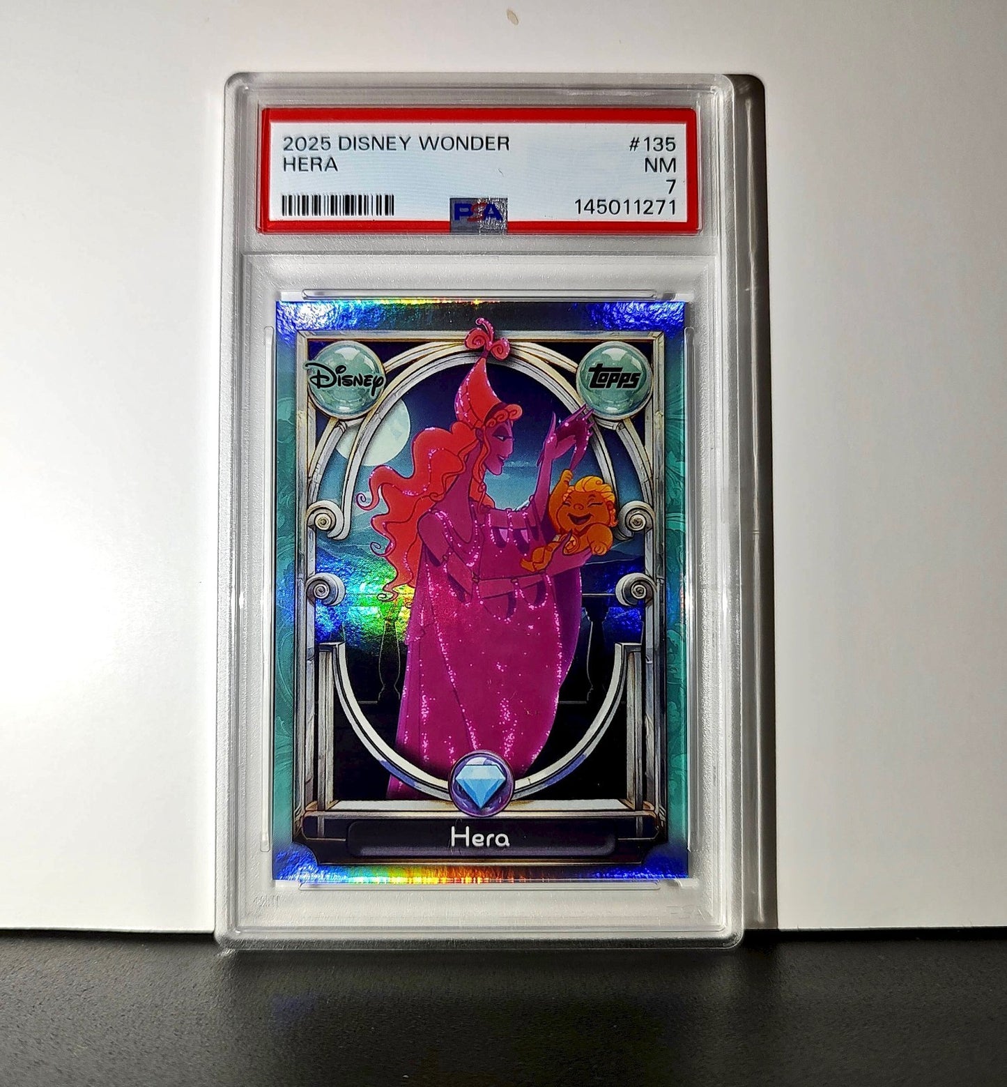 Hera 2025 Topps Disney Wonder #135 Diamond Card Hercules PSA 7