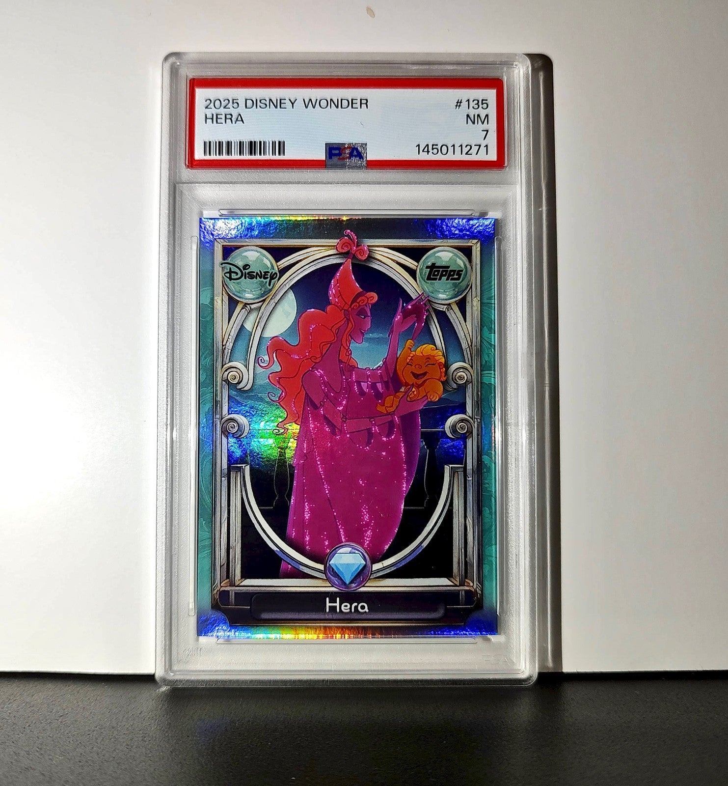 Hera 2025 Topps Disney Wonder #135 Diamond Card Hercules PSA 7