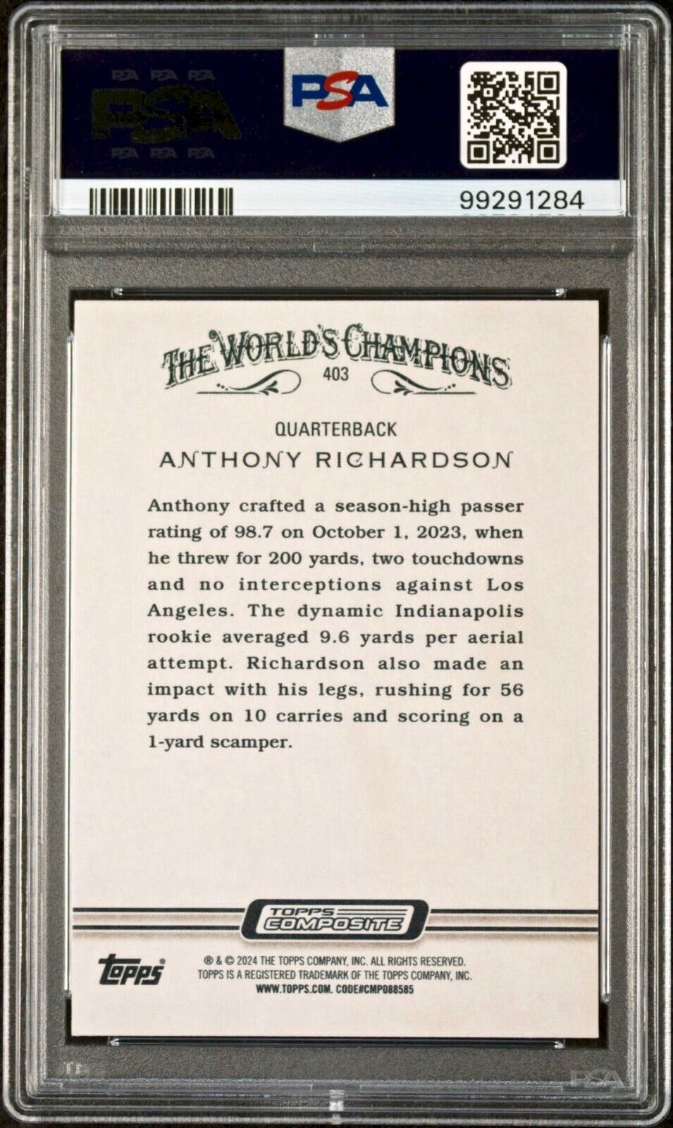 Anthony Richardson 2023 Topps Allen & Ginter NFL #403 Football Card PSA 10 Gem