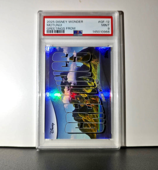 Motunui 2025 Topps Disney Wonder #GF-12 Greetings From Card Moana PSA 9