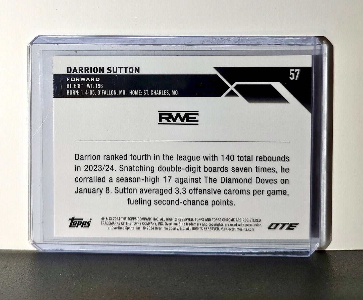 Darrion Sutton Rookie Card 2023-24 Topps Chrome Overtime #57 RWE