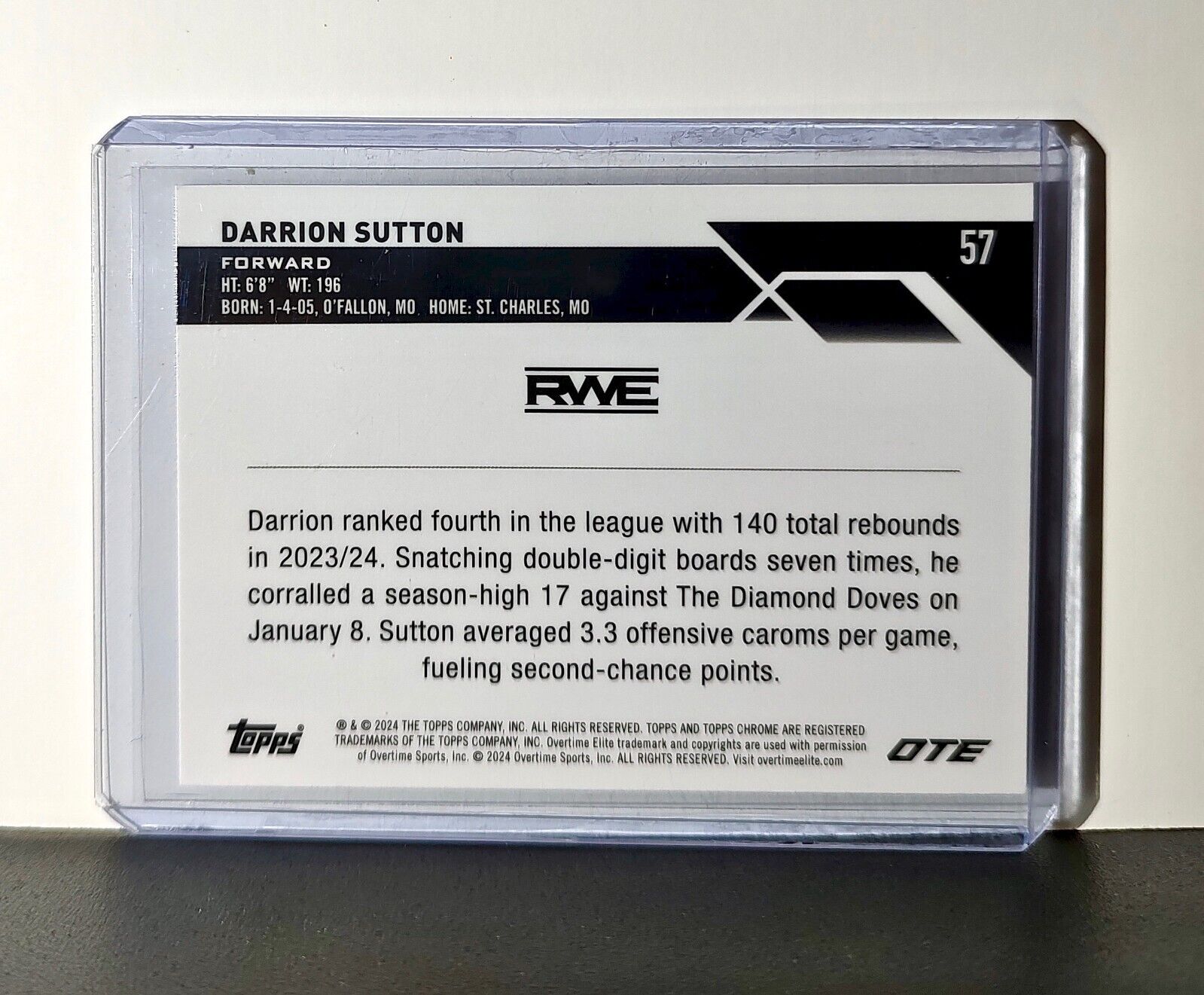 Darrion Sutton Rookie Card 2023-24 Topps Chrome Overtime #57 RWE