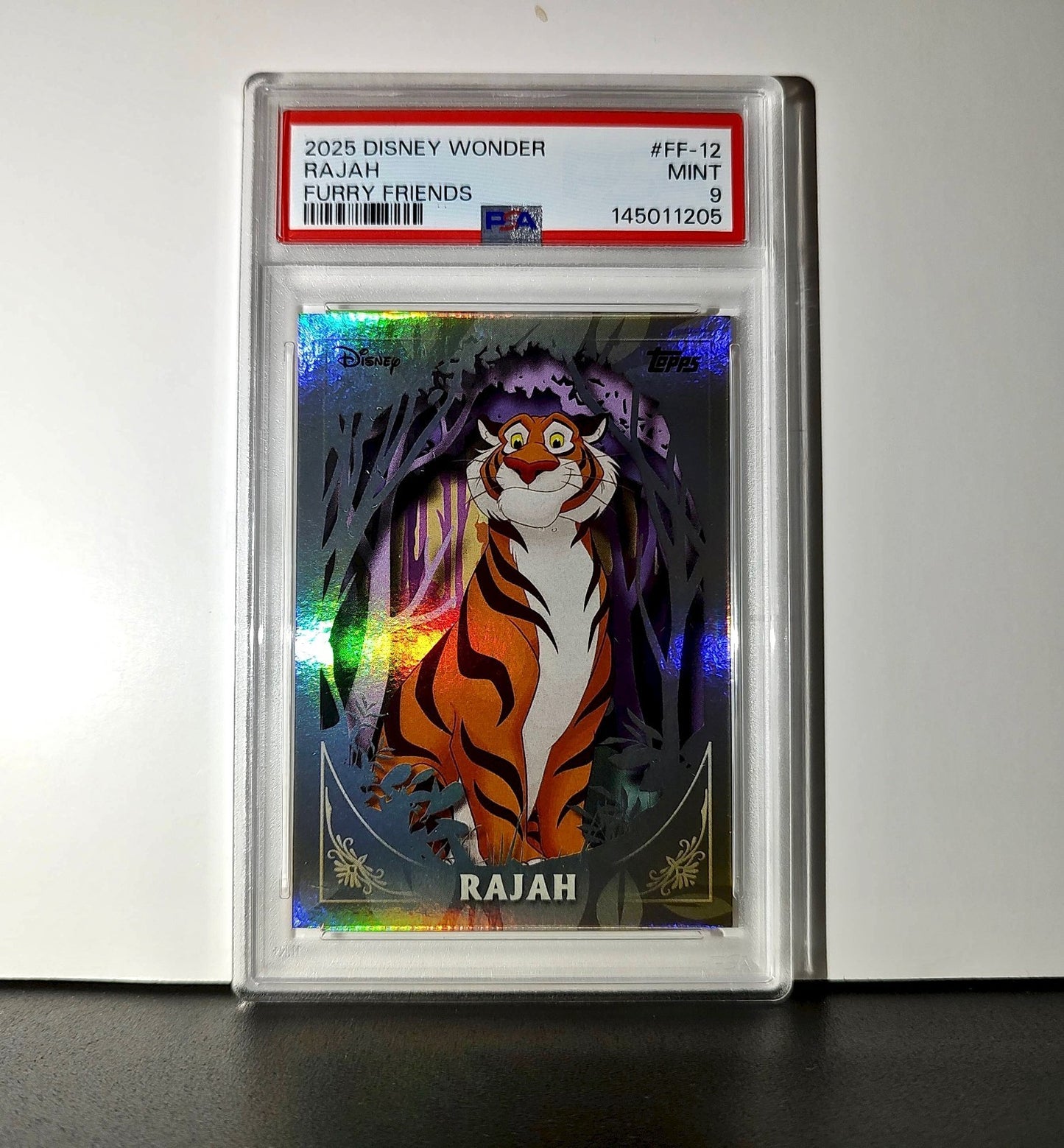 Rajah 2025 Topps Disney #FF-12 Furry Friends Card Aladdin PSA 9