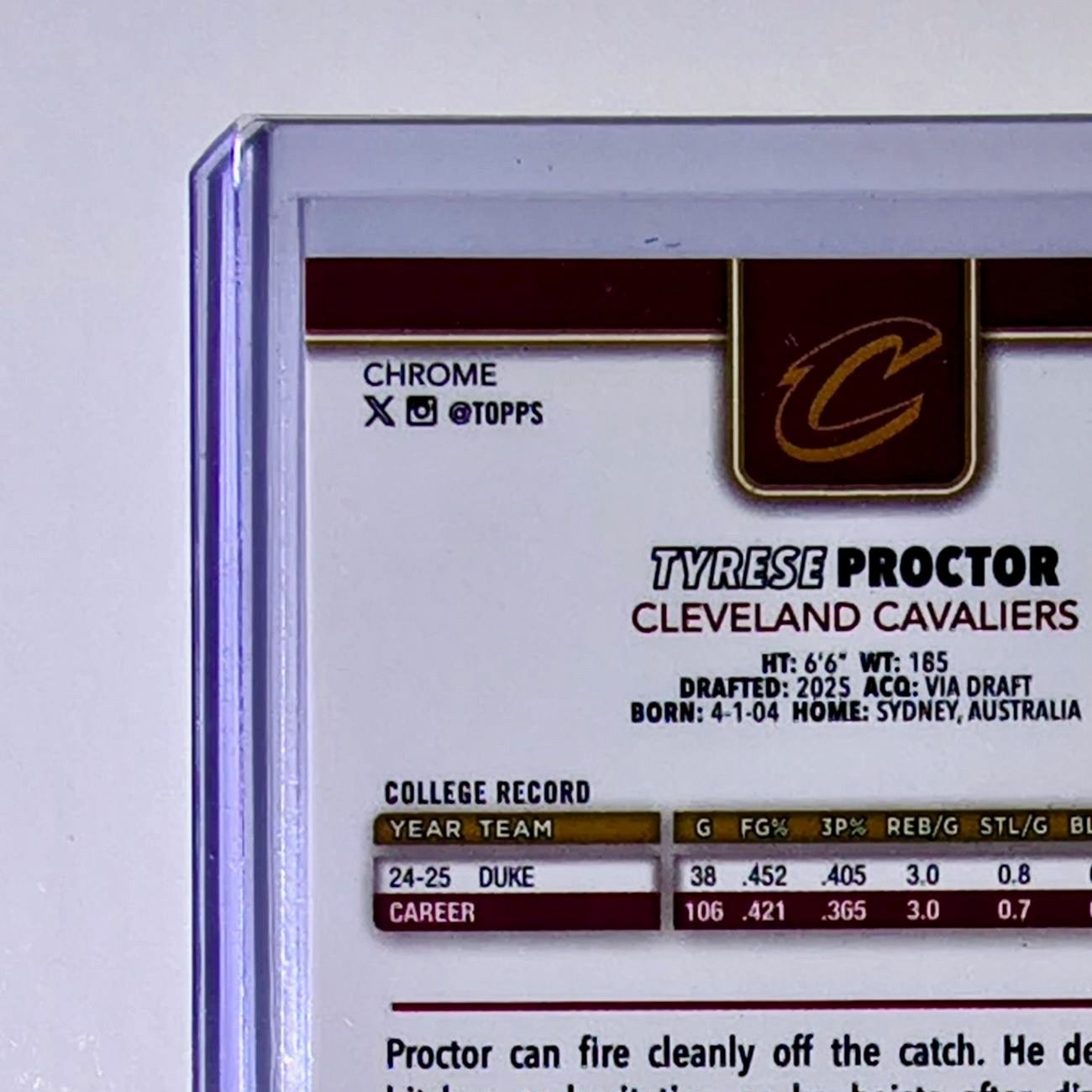 Tyrese Proctor Rookie 2025-26 NBA Topps Chrome Update RayWave Refractor #200