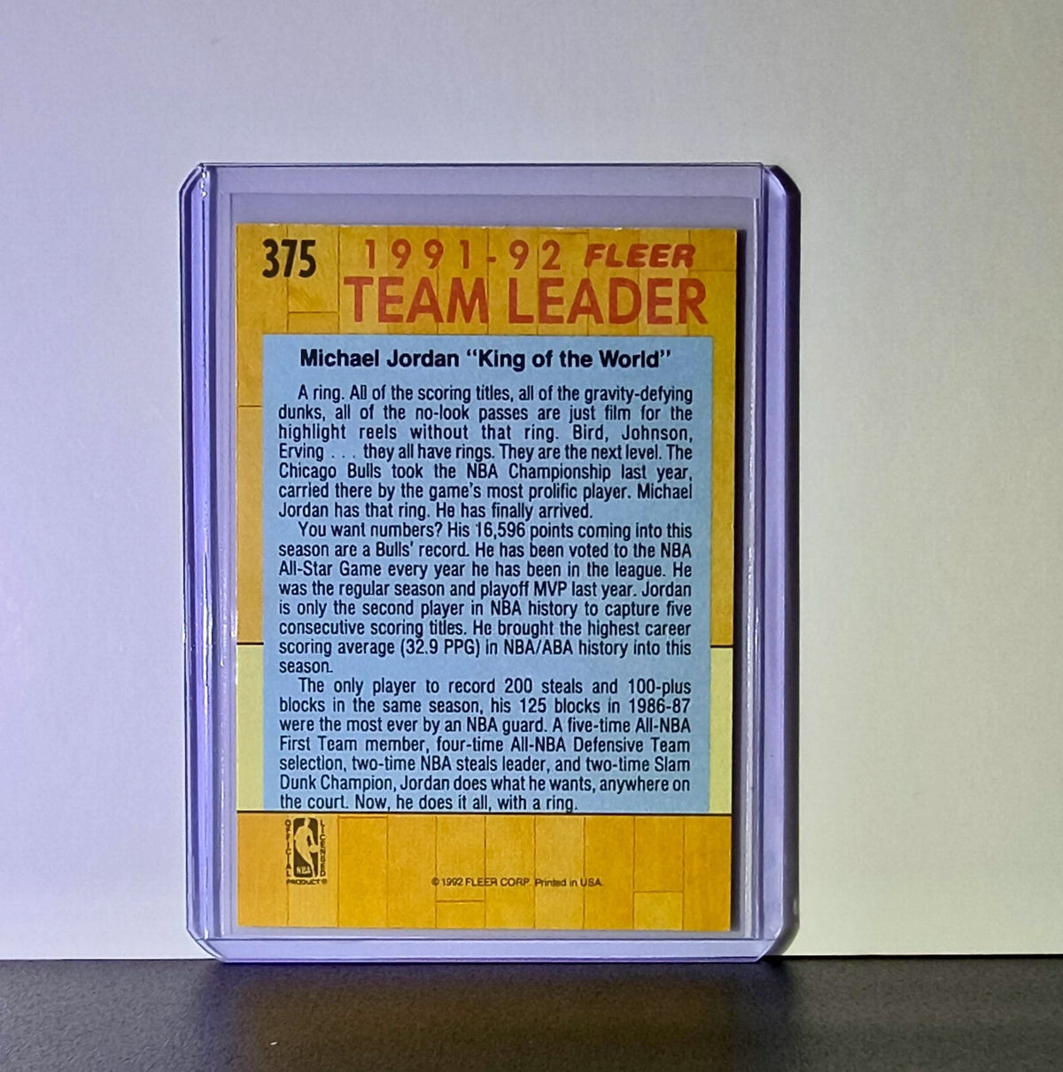 Michael Jordan 1991-92 Fleer Team Leader #375 Basketball Card Chicago Bulls