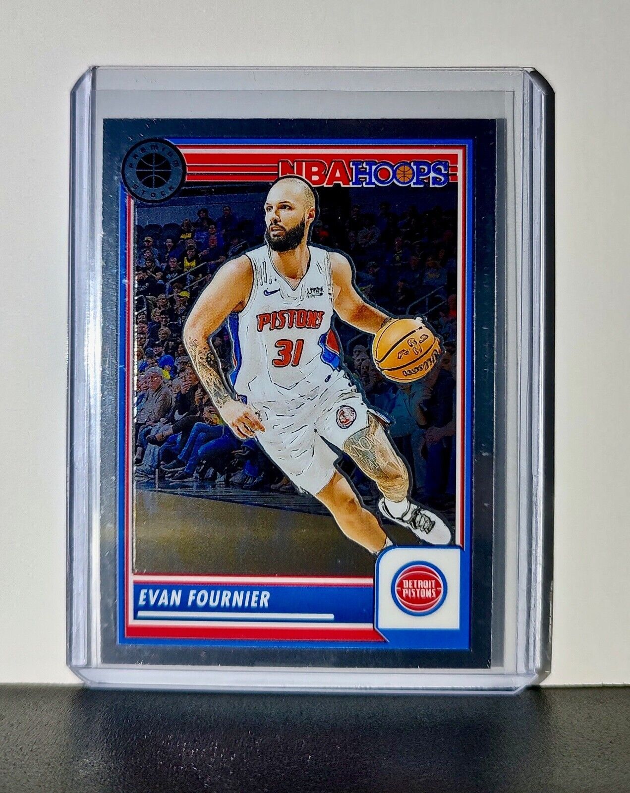 Evan Fournier 2023-24 Panini Premium Stock NBA Hoops #194 Card Detroit Pistons