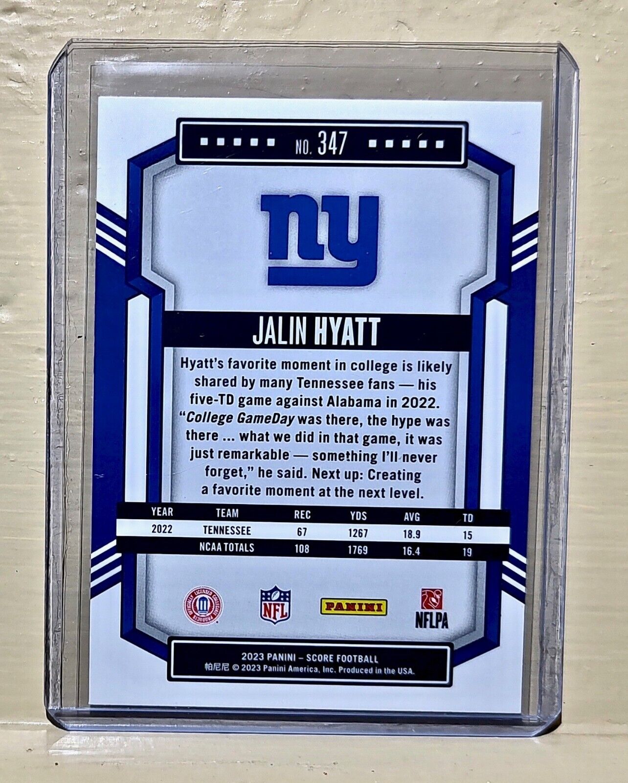 Jalin Hyatt 2023 Panini NFL #347 Score Football Card New York Giants