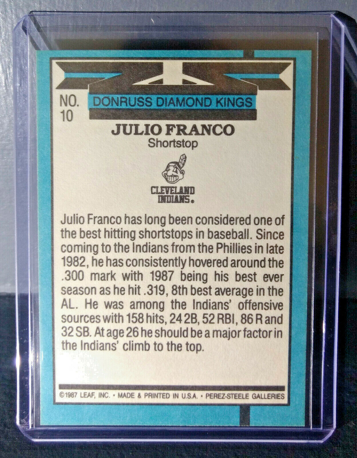 1988 Julio Franco Donruss Diamond Kings #10 Baseball Card