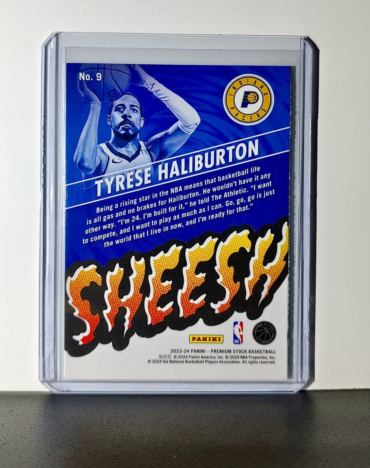Tyrese Haliburton 2023-24 Panini Premium Stock NBA Hoops SHEESH #9 Card Pacers