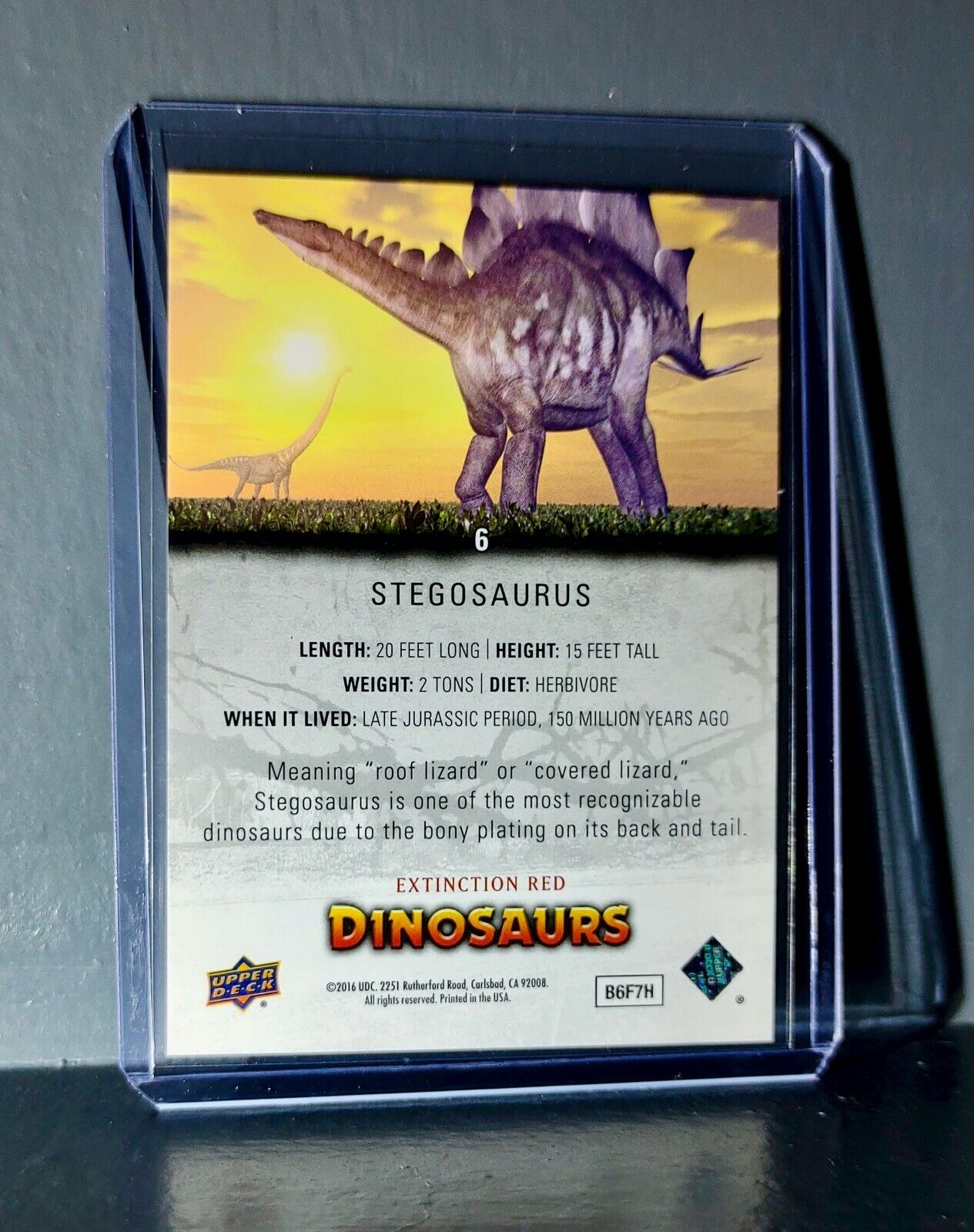 2015 Upper Deck Dinosaurs Stegosaurus Extinction Red Parallel #6 Card