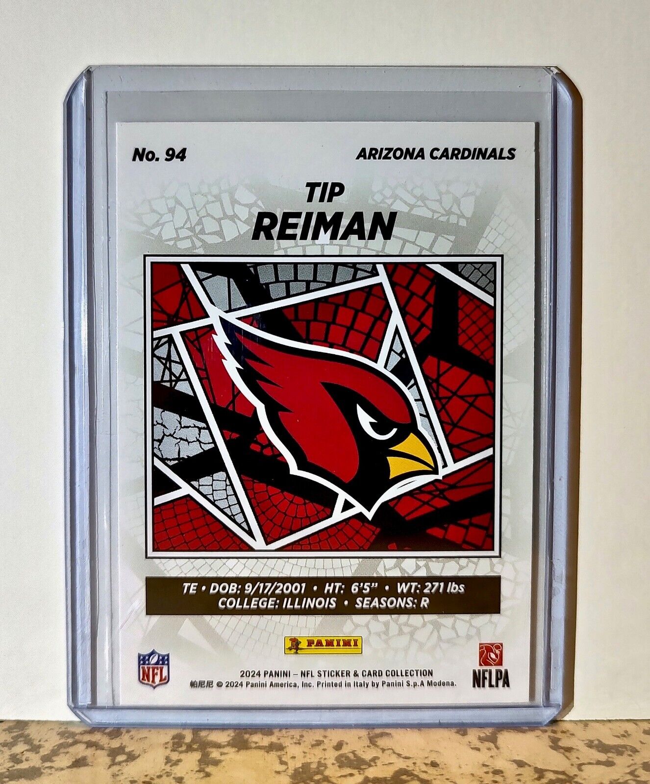 Tip Reiman 2024 Panini NFL #94 Rookie Sticker Card Arizona Cardinals