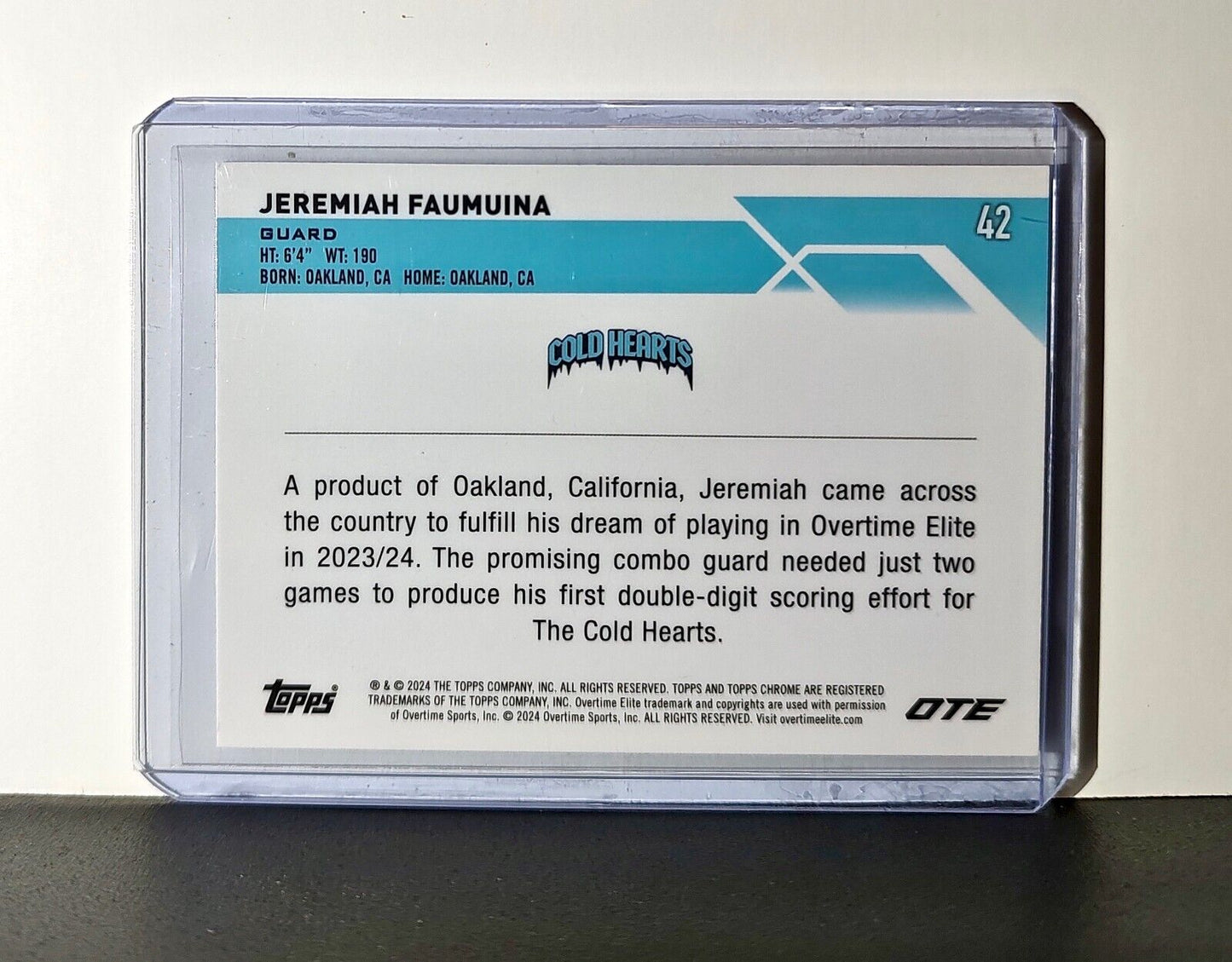 Jeremiah Faumuina 2023-24 Topps Chrome Overtime #42 Card Cold Hearts