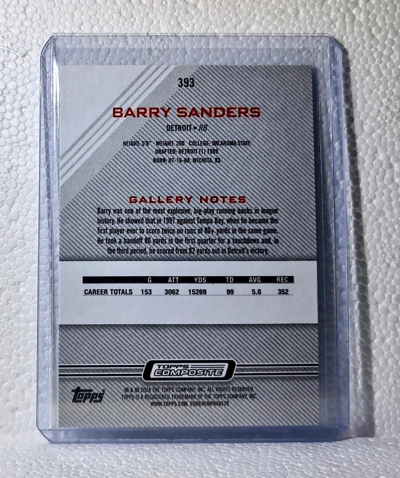 Barry Sanders 2023 Topps Gallery NFL #393 Composite Football Card Detroit Lions