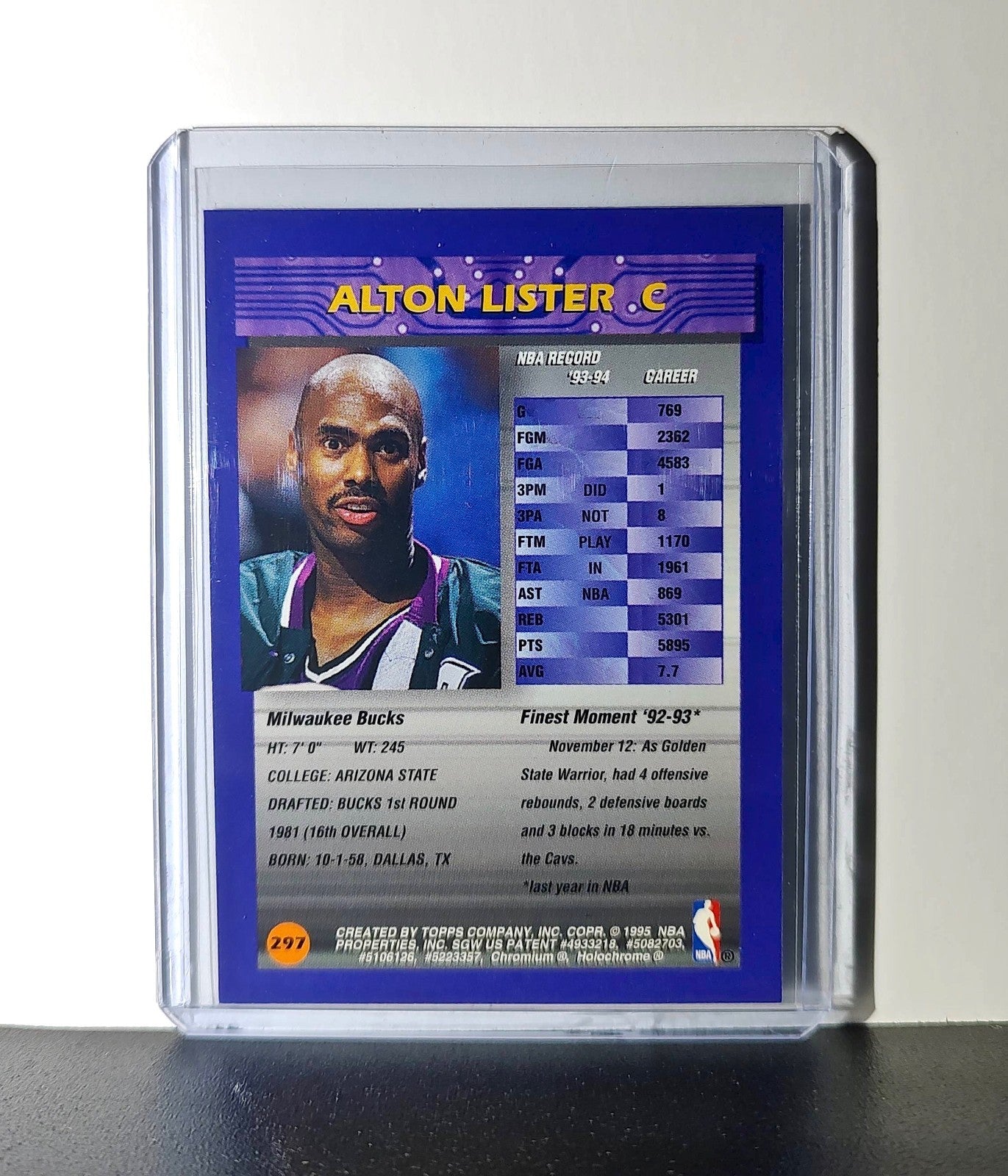 Alton Lister 1994-95 Topps Finest #297 Basketball Card