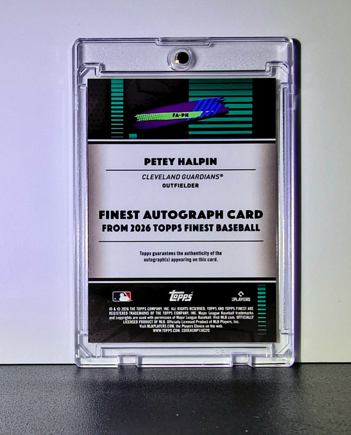 Petey Halpin Rookie 2026 MLB Topps Finest #FA-PH Autograph Card Guardians