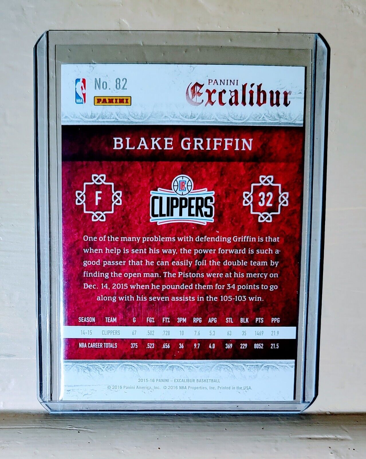 Blake Griffin 2015-16 Panini Excalibur Basketball NBA #82 Card