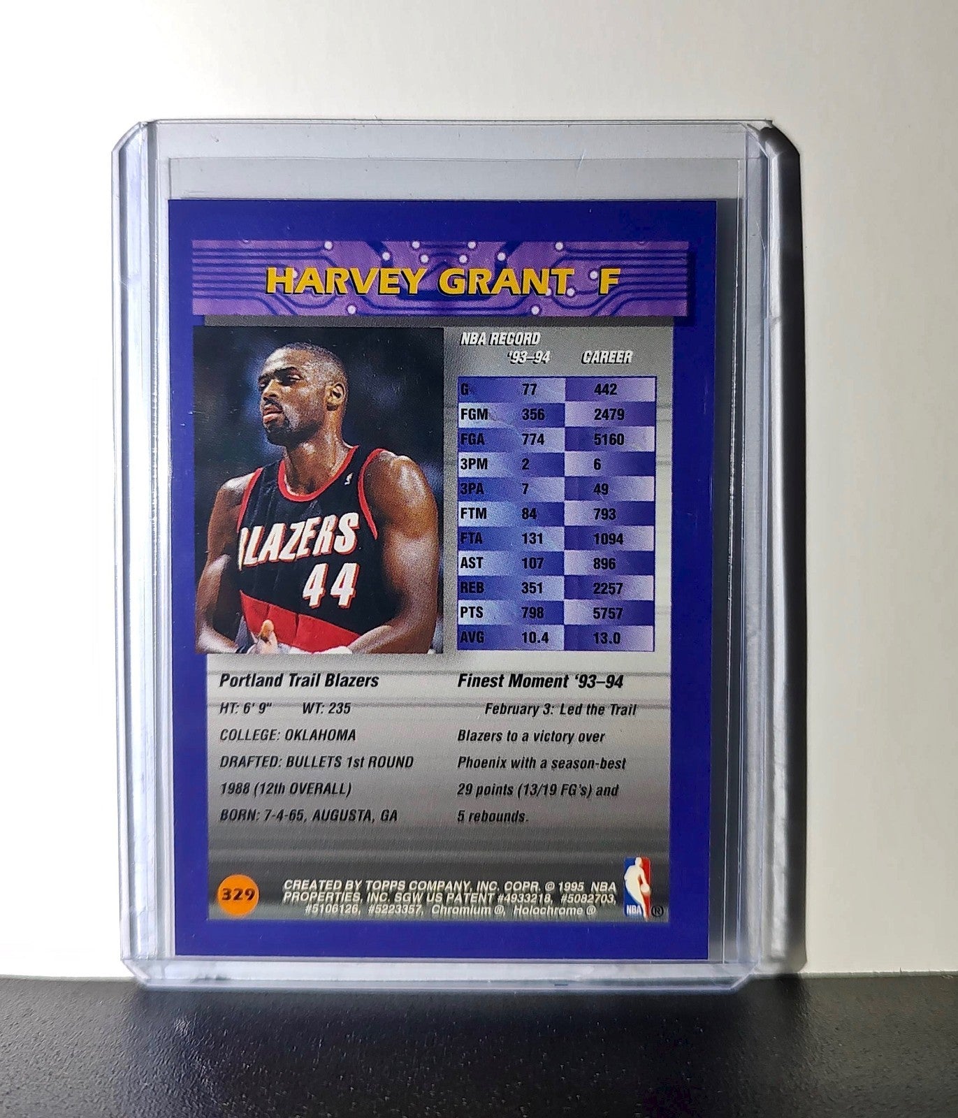 Harvey Grant 1994-95 Topps Finest #329 Basketball Card
