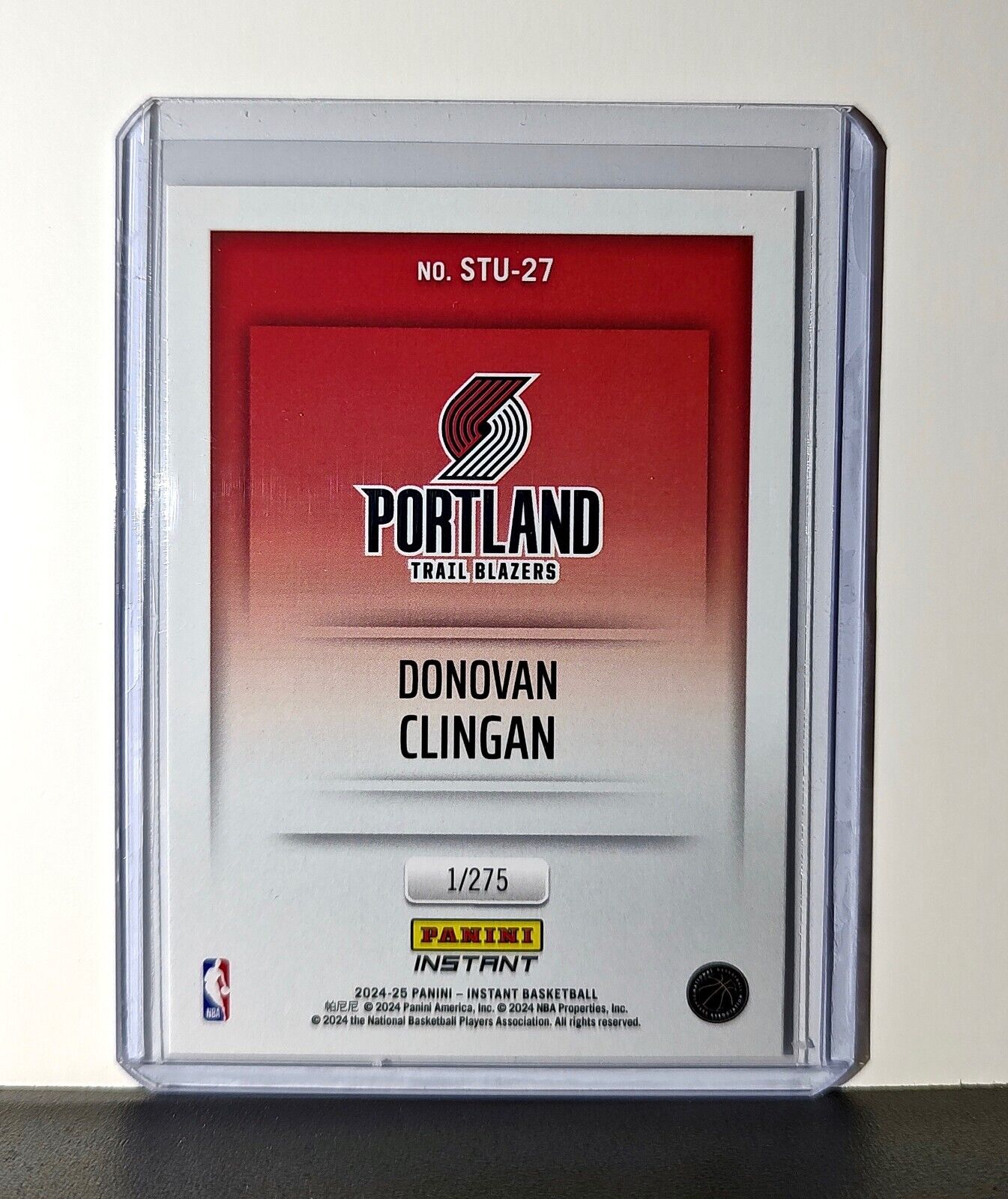 Donovan Clingan 2024-25 Panini Studio #27 Rookie Card Trail Blazers 1/275