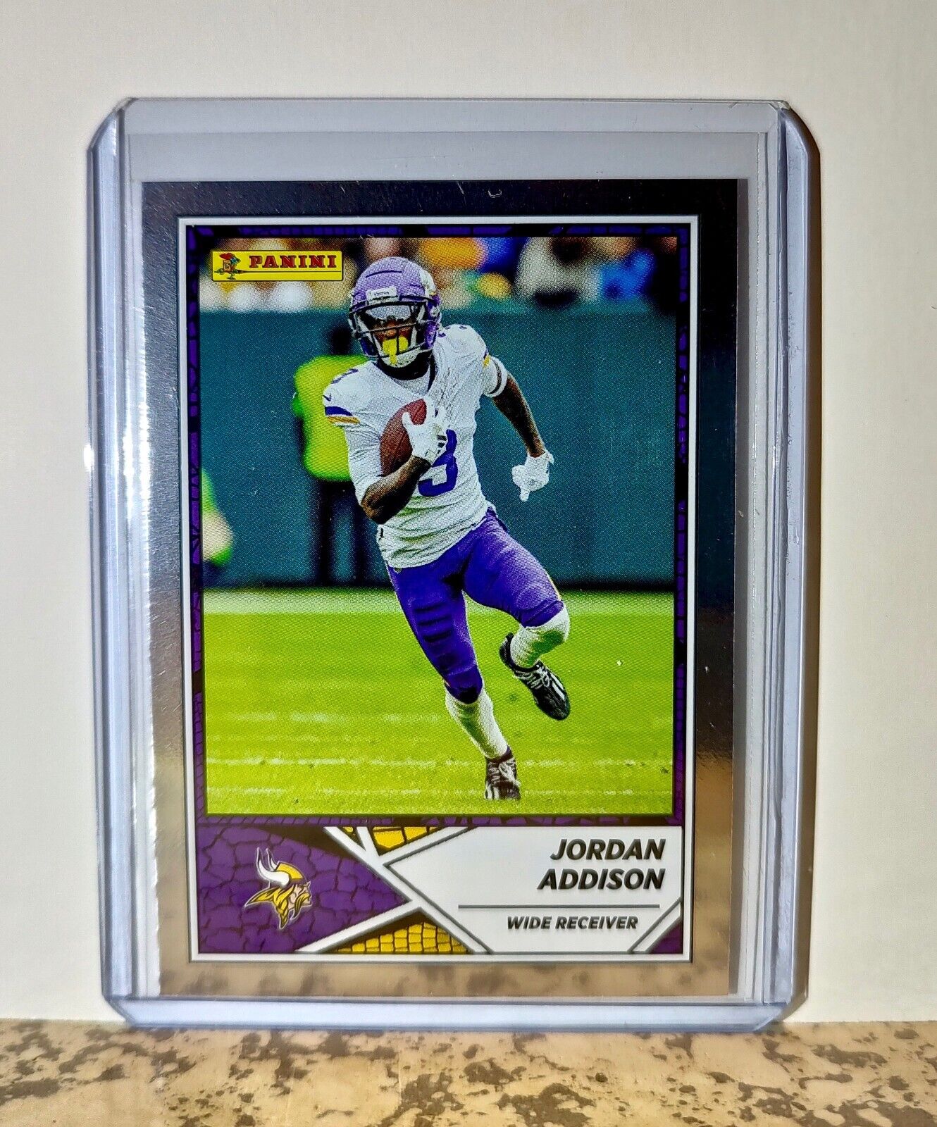 Jordan Addison 2024 Panini NFL #2 Silver Foil Sticker Card Minnesota Vikings