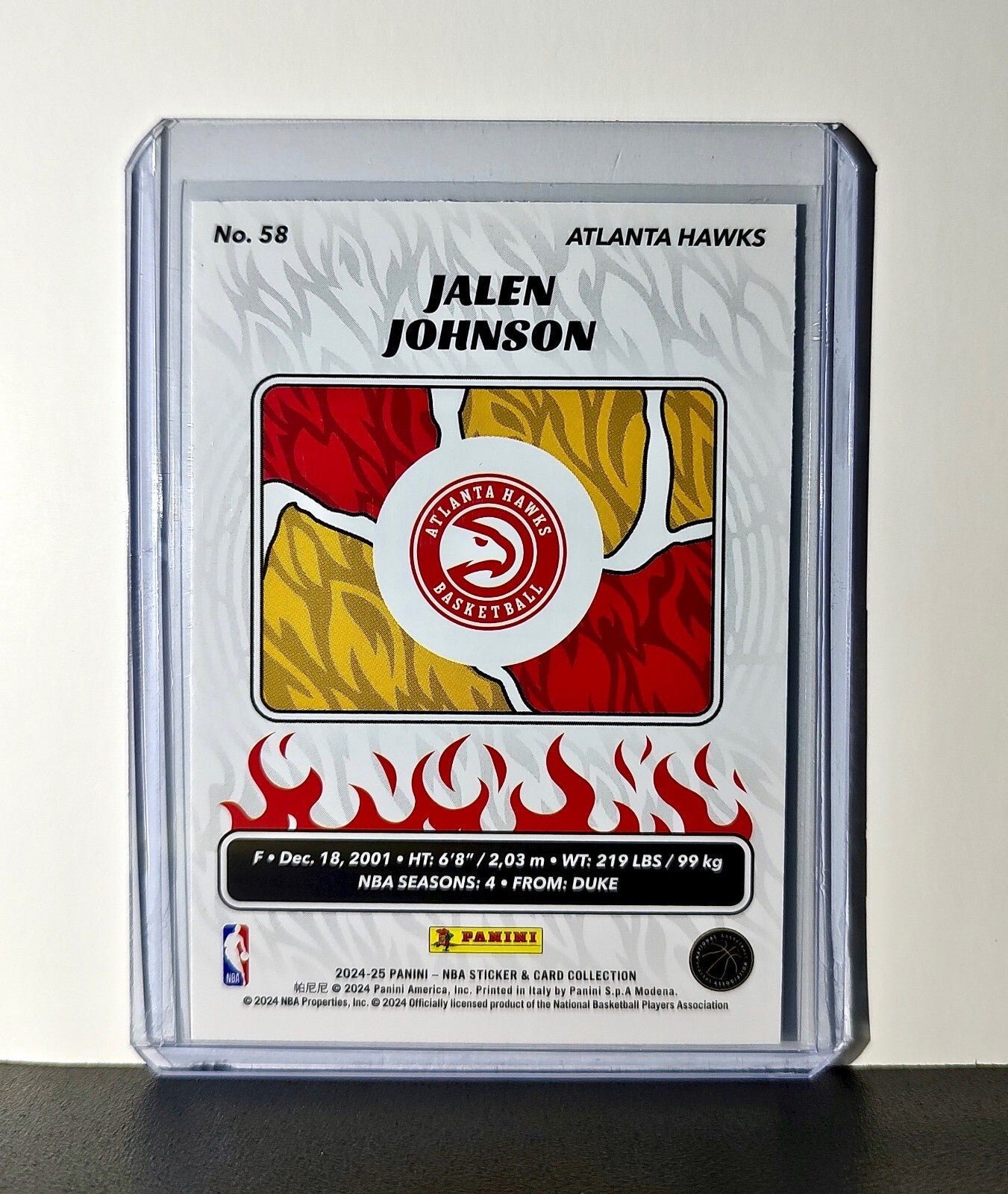 Jalen Johnson 2024-25 Panini NBA #58 Sticker Card Atlanta Hawks
