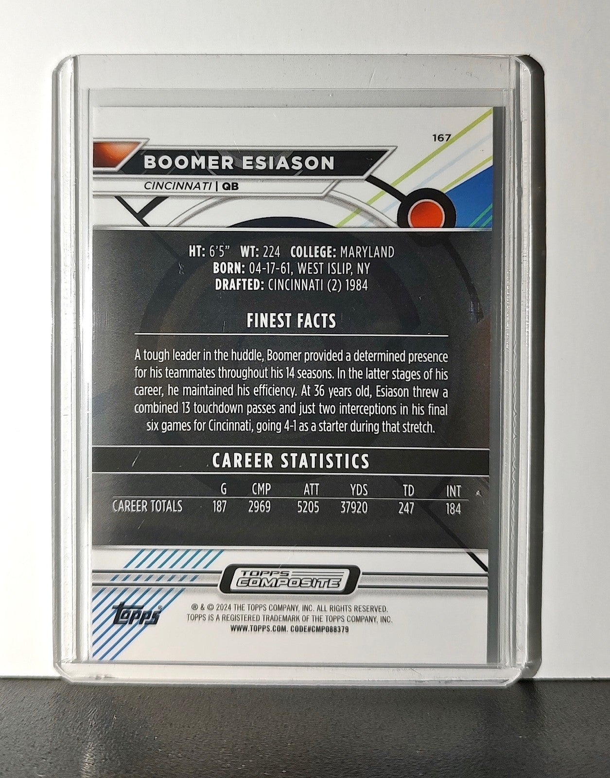 Boomer Esiason 2023 Topps Finest NFL #167 Card Cincinnati Bengals