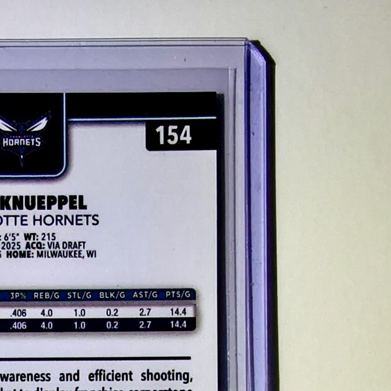 Kon Knueppel Rookie 2025-26 NBA Topps Chrome Update #154 Card Charlotte Hornets