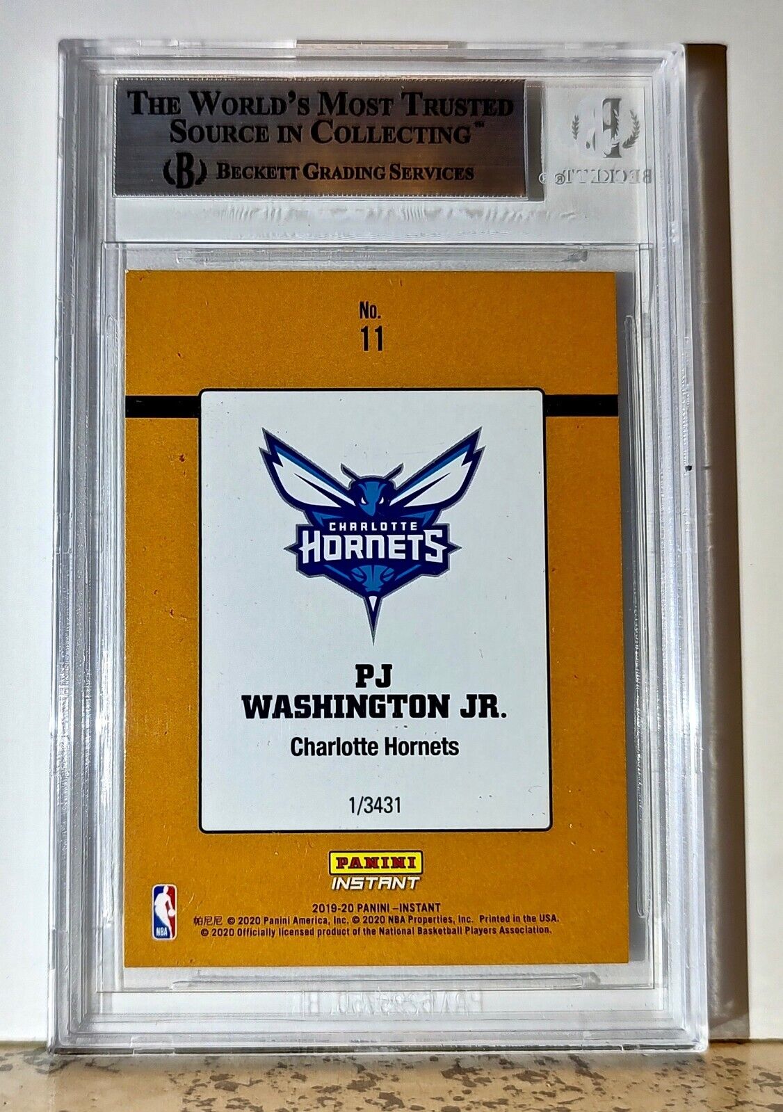 PJ Washington Jr 2019-20 Panini NBA #11 Rated Rookies 1/3431 BGS 9 Hornets