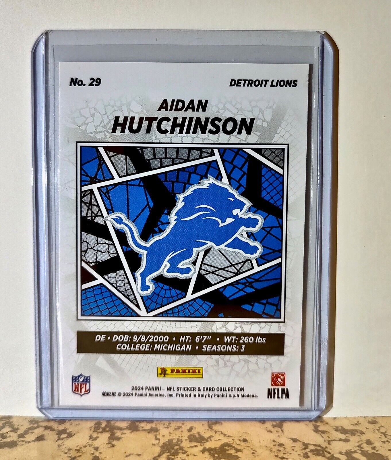 Aidan Hutchinson 2024 Panini NFL #29 Silver Foil Sticker Card Detroit Lions